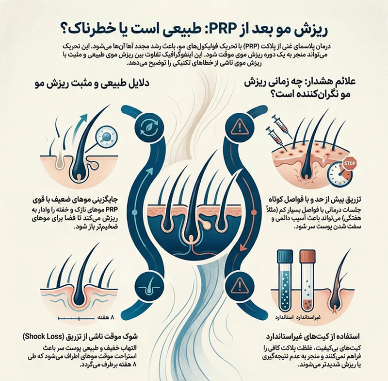 اینفوگرافیک علت ریزش مو بعد از پی ار پی 