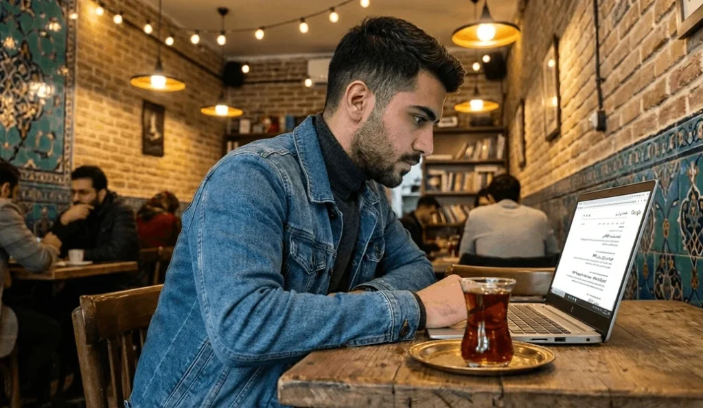 عکس یک مرد که در مورد تعداد جلسات پی آر پی مو تحقیق میکنه