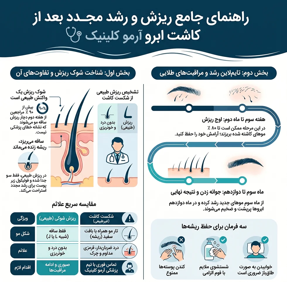 اینفوگرافیک ریزش مو بعد از کاشت ابرو