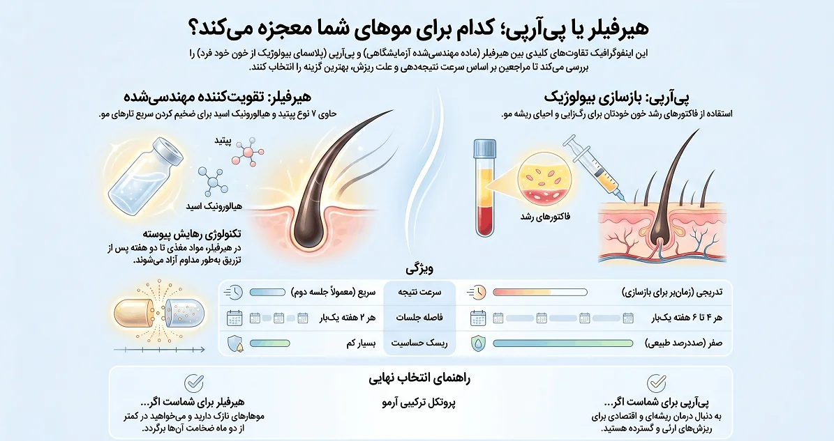 اینفوگرافیک مقایسه هیرفیلر و پی آر پی